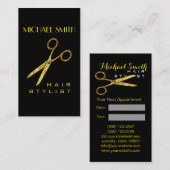 Glitzer Schere Haar Stylist Ernennung Terminkarte (Vorne/Hinten)