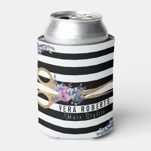 Glitzer Schere Schönheitssalon Blumenstrauß Dosenkühler (Kanne Vorderseite)