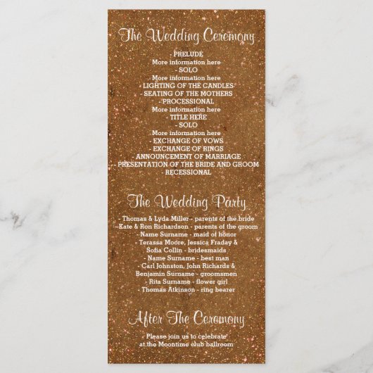 Glitzer schimmert goldfarbenes Lichterprogramm Programm (Rückseite)