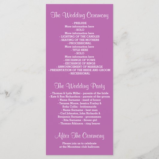 Glitzer schimmert lila Lichteffekt Programm (Rückseite)