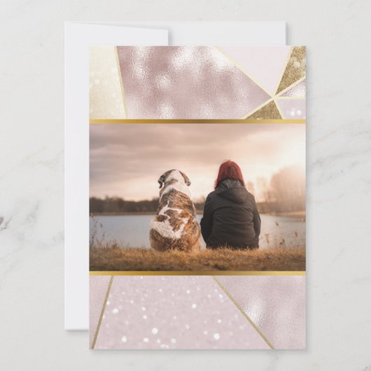 Glitzer schimmert Rose rosa goldenes geometrisches Einladung (Rückseite)