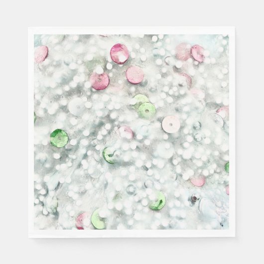 Glitzer-Schlamm-Papier-Servietten Weiß Serviette (Vorderseite)