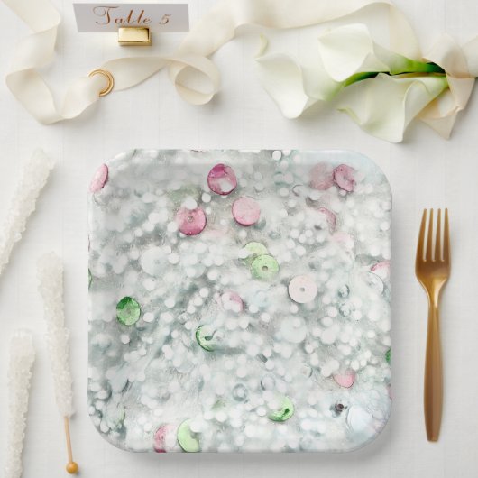Glitzer-Schlamm-Papierteller Weiß Pappteller (Hochzeit)