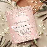 Glitzer-Schmetterling-Einladung zum Geburtstag Flyer<br><div class="desc">Bitte beachten Sie, dass diese Einladung auf Flyer Papier und sehr dünn ist. Umschläge sind nicht enthalten. Für dickere Einladungen (gleiche Gestaltung) besuchen Sie bitte unseren Shop. Für eine elegante 50. Geburtstagsfeier (oder jedes Alter). Eine Rose Gold Imitate metallisch aussehend Hintergrund. Dekoriert mit Rose Gold Imitat Glitzer und einem großen...</div>