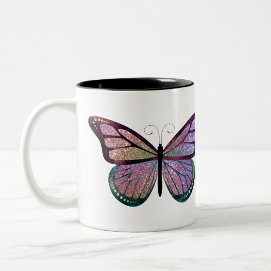 Glitzer-Schmetterling Zweifarbige Tasse (Links)