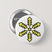 Glitzer-Schneeflocke - Gelber Stern Button (Vorne & Hinten)