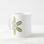 Glitzer-Schneeflocke - Gelber Stern Kaffeetasse (Vorderseite Links)