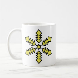 Glitzer-Schneeflocke - Gelber Stern Kaffeetasse