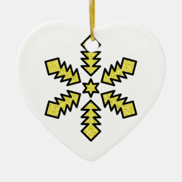 Glitzer-Schneeflocke - Gelber Stern Keramik Ornament