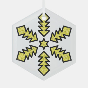 Glitzer-Schneeflocke - Gelber Stern Ornament Aus Glas