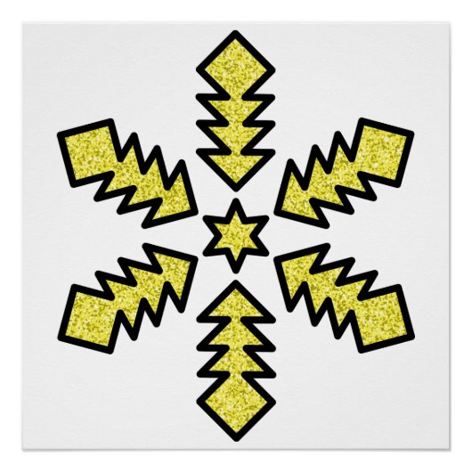 Glitzer-Schneeflocke - Gelber Stern Poster (Vorderseite)