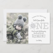 Glitzer Schneeflocken 1. Geburtstag Vielen Dank Einladung (Vorderseite)