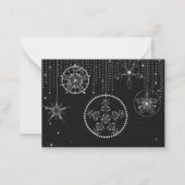 Glitzer Schneeflocken Schwarz-weiß Elegant Klassis Mitteilungskarte (Rückseite)