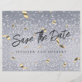 Glitzer Schöne Fotocollage Save the Date Karte (Hinten)