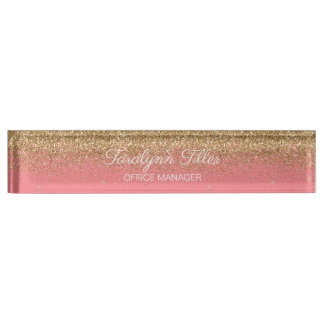 Glitzer Schreibtisch Namplate Pink Namensplakette