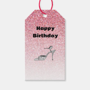 Glitzer-Schuh-Illustration Mode Pink Geburtstag Geschenkanhänger