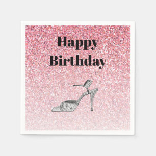 Glitzer-Schuh-Illustration Mode Pink Geburtstag Serviette