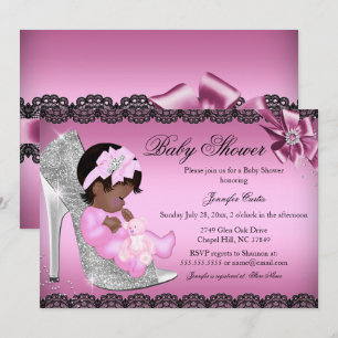 Glitzer-Schuh- und Spitzen-Mädchen-Baby-Shower-Ein Einladung