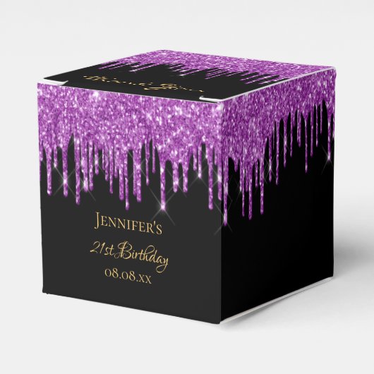 Glitzer, schwarz, lila funkelnarbig, Monogramm Geschenkschachtel (Vorderseite)