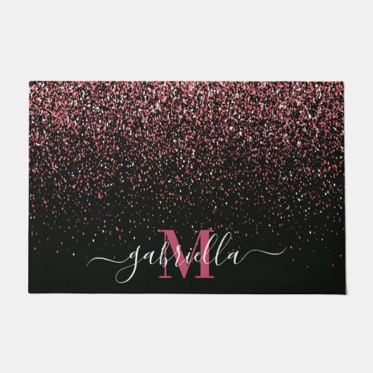 Glitzer Schwarz/Rosa Fußmatte (Vorderseite)