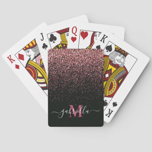 Glitzer Schwarz/Rosa Spielkarten (Rückseite)
