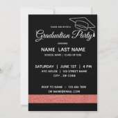 Glitzer Schwarz-weiß Rose | Foto-Abschluss-Karte Einladung (Rückseite)