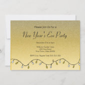 Glitzer Schwarzes Gold Neujahr Party 2023 Einladung (Vorderseite)