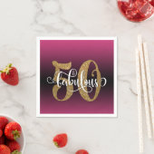 Glitzer & Script 50 & Fabulous, Hot Pink Geburtsta Serviette (Beispiel)