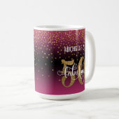 Glitzer & Script 50 & Fabulous, Hot Pink Ombre Kaffeetasse (VorderseiteRechts)