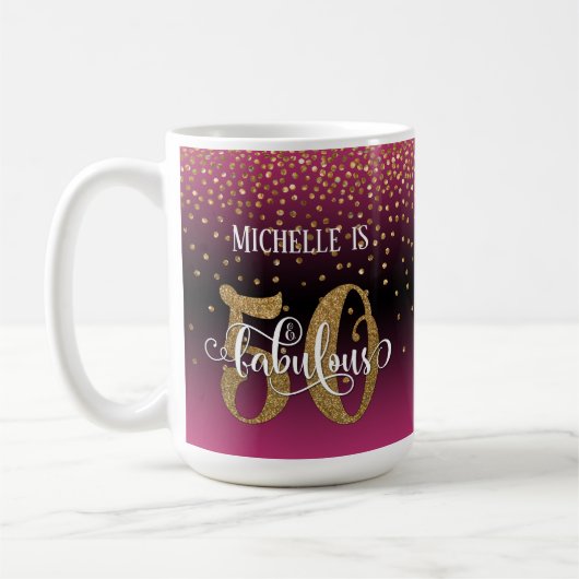 Glitzer & Script 50 & Fabulous, Hot Pink Ombre Kaffeetasse (Links)
