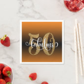 Glitzer & Script 50 & Fabulous, Orange Birthday Serviette (Beispiel)