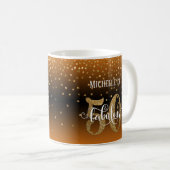 Glitzer & Script 50 & Fabulous, Orange Black Ombre Kaffeetasse (VorderseiteRechts)