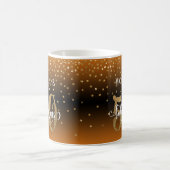 Glitzer & Script 50 & Fabulous, Orange Black Ombre Kaffeetasse (Mittel)