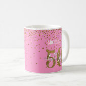 Glitzer & Script 50 & Fabulous Over Pink Kaffeetasse (VorderseiteRechts)