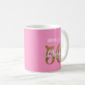 Glitzer & Script 50 & Fabulous Over Pink Kaffeetasse (VorderseiteRechts)