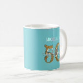 Glitzer & Script 50 & Fabulous Over Türkis Kaffeetasse (VorderseiteRechts)