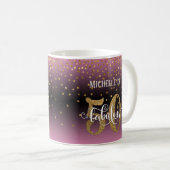 Glitzer & Script 50 & Fabulous, Pink Black Ombre Kaffeetasse (VorderseiteRechts)