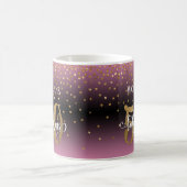 Glitzer & Script 50 & Fabulous, Pink Black Ombre Kaffeetasse (Mittel)