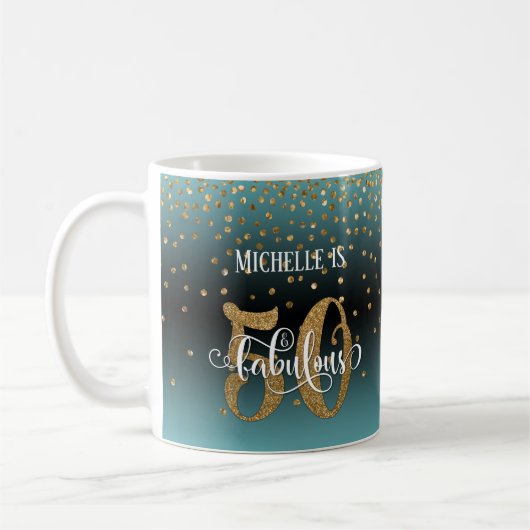 Glitzer Script 50 & Fabulous Türkis Black Ombre Kaffeetasse (Links)