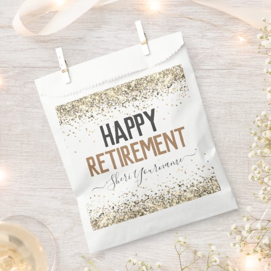Glitzer Script Happy Rentirement Fevor Bags Geschenktütchen (Ausgeschnitten)
