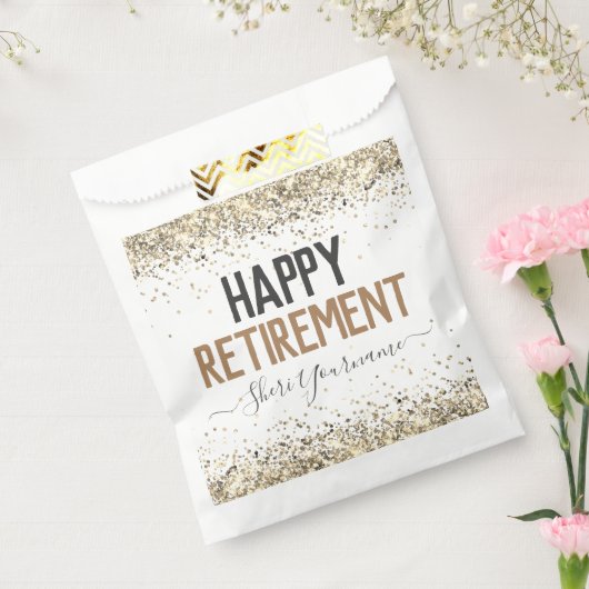 Glitzer Script Happy Rentirement Fevor Bags Geschenktütchen (Versiegelt)