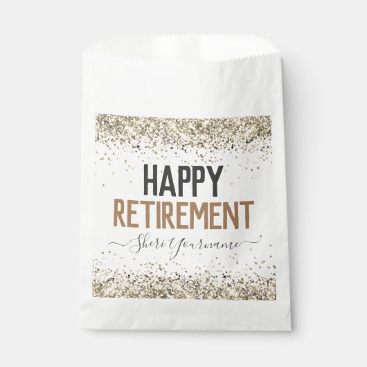 Glitzer Script Happy Rentirement Fevor Bags Geschenktütchen (Vorderseite)
