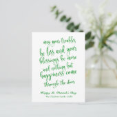 Glitzer Script Irish Blessing St. Patrick's Day Postkarte (Stehend Vorderseite)