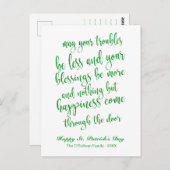 Glitzer Script Irish Blessing St. Patrick's Day Postkarte (Vorne/Hinten)
