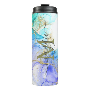 Glitzer Script Monogram Thermal Tumbler Thermosbecher