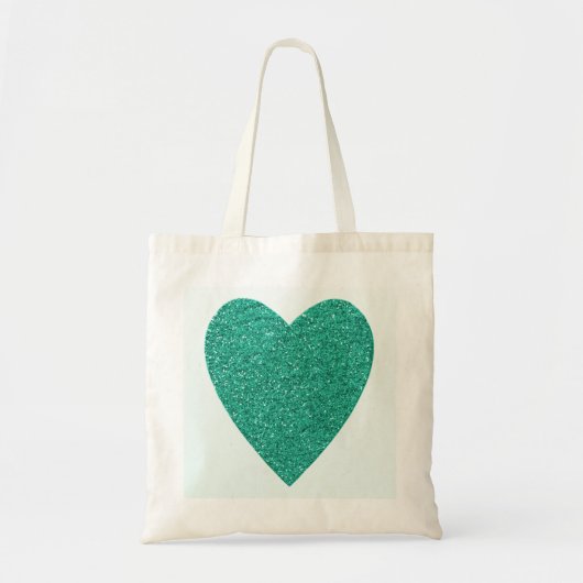Glitzer Sea Green Heart Wedding Tragetasche (Vorne)