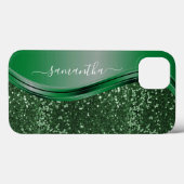 Glitzer sehen Emerald Green Personalisiert Name au Case-Mate iPhone Hülle (Rückseite (Horizontal))