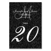Glitzer sehen Schwarz-Weiß-Monogramm-Tischnummer a Tischnummer (Vorderseite)