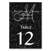 Glitzer sehen Schwarz-Weiß-Monogramm-Tischnummer a Tischnummer (Rückseite)