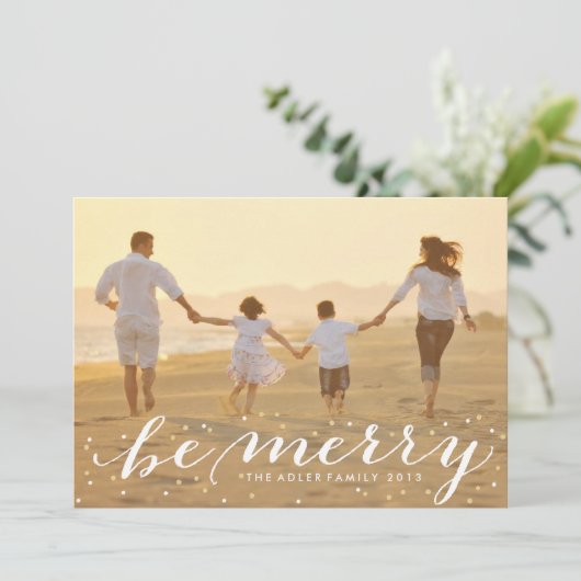 Glitzer sei fröhlich feiertagskarte (Stehend Vorderseite)